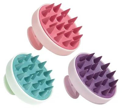 Produktbild von 3 Stück Kopfhaut-Massagebürste, Shampoo-Silikon-Haarbürste für Peeling und Kopfmassage zur Verbesserung der Durchblutung der Kopfhaut