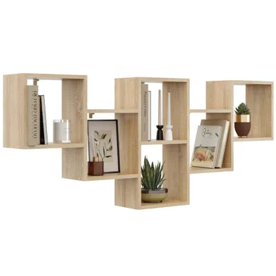 Produktbild von Wandregal für Bücher Eiche Sonoma – Moderner Hängeregal-Bibliothek ALIZE für Wohnzimmer, Büro, Jugendzimmer