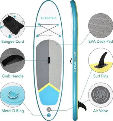 Immagine prodotto di Tavola gonfiabile SUP - Set per sport acquatici e surf - Include pagaia e pompa - Lunghezza 90 cm