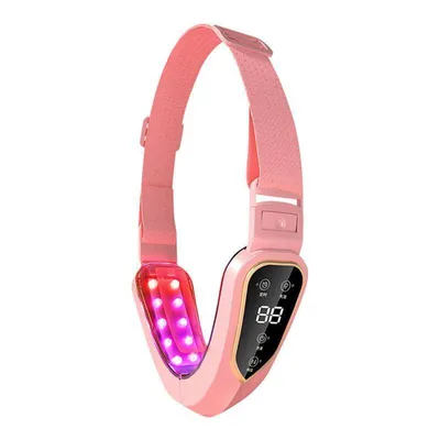 Zdjęcie produktu dla Masażer do twarzy LED z terapią fotonową wyszczuplający twarz różowy