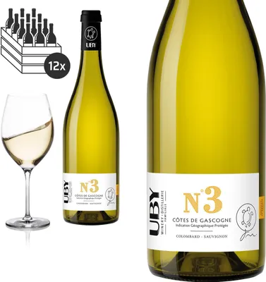 Produktbild von 12er Karton 2024 Uby N° 3 Colombard - Sauvignon von Domaine d'Uby - Weißwein