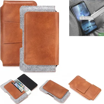Produktbild von K-S-Trade Handyhülle Schutzhülle kompatibel mit Nokia 9 PureView Gürteltasche Holster Gürtel Tasche Smartphone Tasche Handy Hülle Polyurethan+ Filz,
