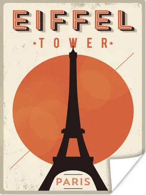 Produktbild von MuchoWow® Poster Eiffelturm - Vintage - Paris 30x40 cm - Wandplakat - Poster Kinderzimmer