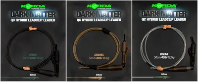 Produktbild von Korda 50cm 40lb Dark Matter Leader QC Hybrid Clip - Karpfenvorfach, Farbe:Clear