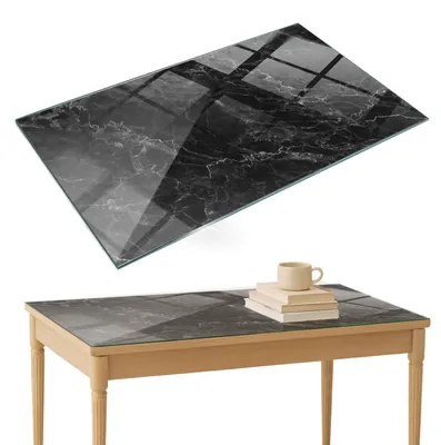 Produktbild von Glasplatte Tisch – Esstischplatte Glas – Tischplatte Glas – Glasarbeitsplatte Tisch – Glasplatte Esstisch – Pflegeleicht – Witterungsbeständig – 120x80 cm – Marmormuster mit Adern
