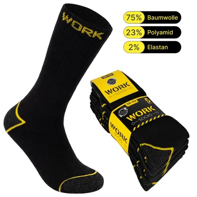 Produktbild von Herren Arbeitssocken (10 oder 20 Paar) WORK Socken Baumwolle Schwarz 39 - 42 5 Paar