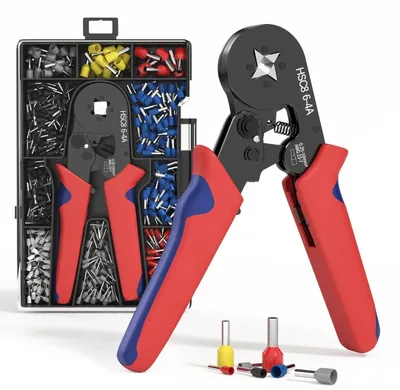 Zdjęcie produktu dla Zestaw zaciskarek do kabli wraz z 1200 koszulek zaciskowych do kabli o przekroju od 0,25 do 10 mm²