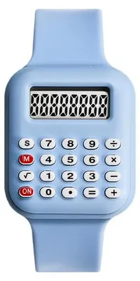 Obrázek produktu pro Dětské digitální hodinky s kalkulačkou - silikonový pásek, LED displej-Modré