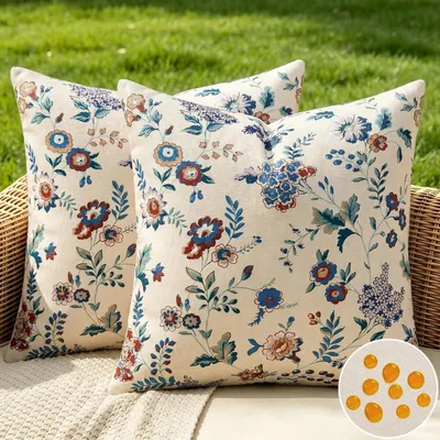 Obrázok produktu pre Poťahy na vankúše 40x40 cm, kvetinový vzor, farebné, vodeodolné, vhodné na vonkajšie použitie, 2 kusy