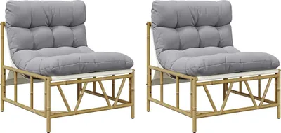 Image de vidaXL - 2 chaises d'extérieur, gris clair, en acier