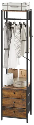 Zdjęcie produktu dla Wieszak 3-w-1 - Wolnostojący regał do przechowywania - 3 poziomy - 39 × 29 × 179 cm