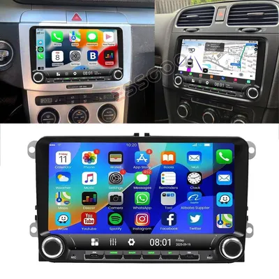 Produktbild von Autoradio 9 Zoll Android 15 GPS Navigation Carplay Android Auto Touchscreen Bluetooth RDS Radio 2 DIN mit Lenkradsteuerung 4x45 Watt für VW Golf 5 6 Plus