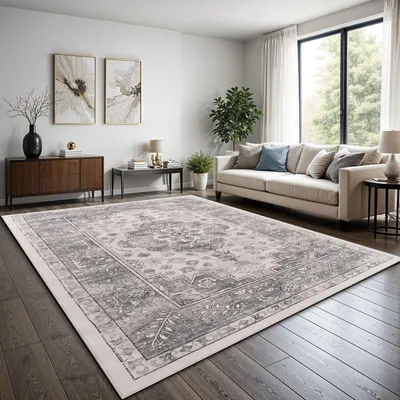 Produktbild von TT Home Boho Vintage Teppich Wohnzimmer Kurzflor – Retro Design, rutschfest & pflegeleicht, modern für Esszimmer & Flur Waschbar Größe 120x160 cm