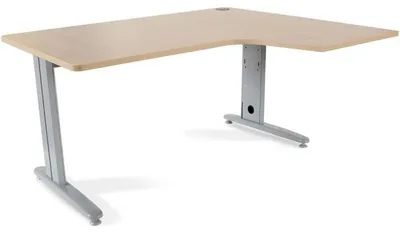 Produktbild von Schreibtisch Metal L-Form rechts 160x120x72cm Platte einstellbar Gestell grau Platte Melamin buche.