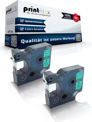 Produktbild von 2x Kompatible Schriftbänder für Dymo D1 45019 Labelmanager 280 Labelmanager 300 Labelmanager 350 Labelmanager 350 D S0720590 12mmx7m Kassetten Patronen - Office Line Serie