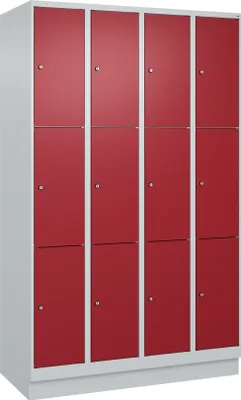 Produktbild von CP Schließfachschrank Classic PLUS lichtgrau, rubinrot 080020-403 S10001, 12 Schließfächer 120,0 x 50,0 x 195,0 cm