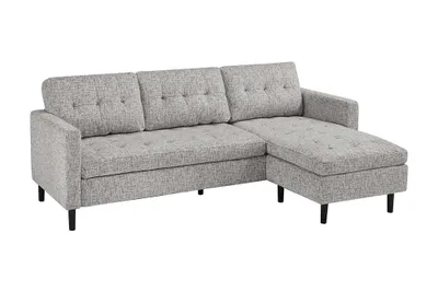 Produktbild von riess-ambiente Ecksofa STOCKHOLM 220cm grau Veloursstrickstoff Federkern 3-Sitzer mit Ottomane links und rechts platzierbar