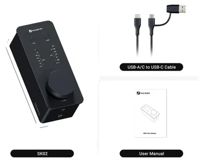 Zdjęcie produktu dla Wzmacniacz słuchawkowy DAC, obsługujący format DSD256, z wejściami USB i optycznymi, model SK02