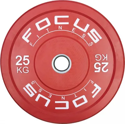 Produktbild von Olympische Hantelscheibe 50 mm - Focus Fitness Bumper Platte - 25 kg - Rot