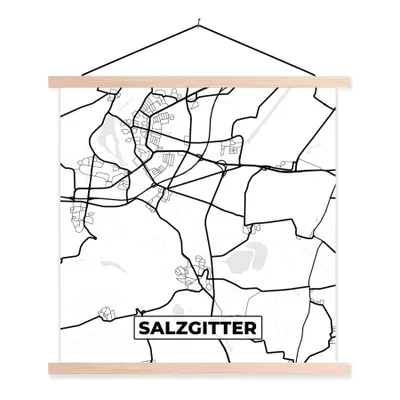 Produktbild von MuchoWow® Textilposter Karte - Salzgitter - Karte - Stadtplan 120x120 cm mit holzfarbenen Rahmen - Textil-Poster