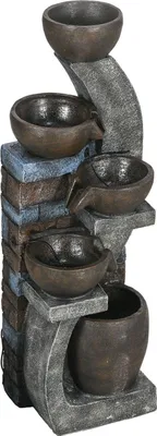 Produktbild von Gartenbrunnen Solar Springbrunnen Zierbrunnen Led Beleuchtung 5 Stufen Garten Terrasse Kunstharz 37X35X107Cm