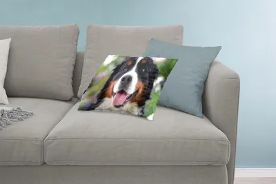 Produktbild von MuchoWow® Zierkissen Sofakissen Wohnzimmer Dekokissen 60x40 cm Vorderansicht des Kopfes des Berner Sennenhundes - Kopfkissen - Polster mit Foto