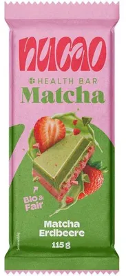 Produktbild von nucao Health Bar Tafelschokolade Matcha Erdbeere 115g