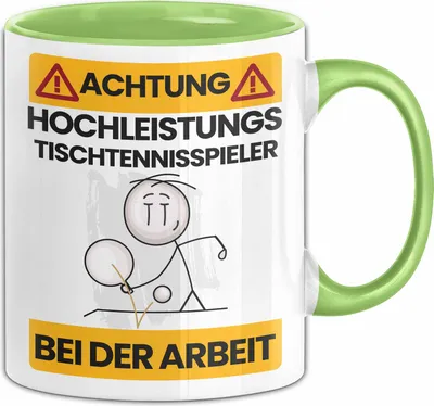 Produktbild von Tischtennisspieler Tasse Geschenk Lustiger Spruch Geschenkidee für Tischtennisspieler Achtung Hochleistungs Tischtennisspieler Bei Der Arbeit (Grün)