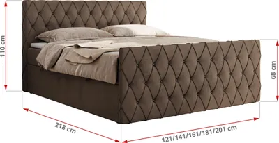 Produktbild von MKS MEBLE Boxspringbett 180x200 mit Bettkasten, Bett 180x200 mit Matratze H3, Boxspringbett 180x200 mit Topper - Miren Duo - Braun Velvet - H3