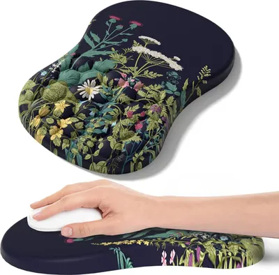 Produktbild von Mauspad mit Handgelenkauflage, ergonomisches Memory-Schaum-Mauspad, Massagewölbung, Karpaltunnel-Schmerzlinderung, Mauspad, Handgelenkauflage für Maus
