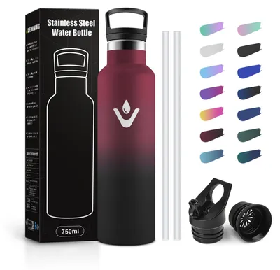 Productafbeelding van RVS drinkfles, 750 ml, thermosfles met rietje, BPA-vrij, drinkfles