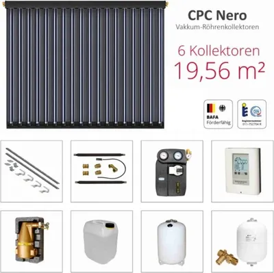 Produktbild von Solarbayer Komplettsolarpaket CPC NERO 6S Bruttogesamtfläche 19,56m² Vakuumröhre