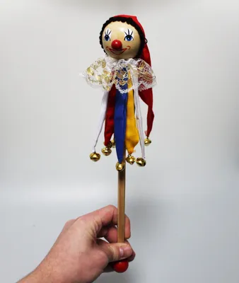 Produktbild von Schellenstab Clown 35cm Mainzer Fastnacht rot weiß blau gelb