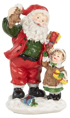 Imagen del producto de Figura decorativa navideña de Clayre & Eef, Papá Noel, 13 cm, color rojo, de plástico