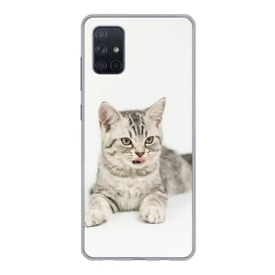 Produktbild von MuchoWow® Handyhülle Schutzhülle Hülle für Samsung Galaxy A71 Kitten - Weiß - Sohle - Mädchen - Kinder - Jungen - Kind Silikon Softcase Handy Hülle - Kartenbesitzer