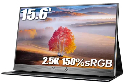 15,6" Portable Monitor 2.5K – QHD 2560x1440 IPS, 500 Nits, 150% sRGB, HDR, USB-C/HDMI, Augenfreundlich, Zweitbildschirm für Mac, Laptop, Handy, PC