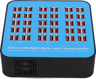 Produktbild von Uniwersalna ładowarka USB, 60-portowa stacja ładująca USB, 60-portowa ładowarka biurkowa, 60-portowa stacja szybkiego ładowania USB, szybka ładowarka biurkowa USB, wieloportowa stacja ładująca