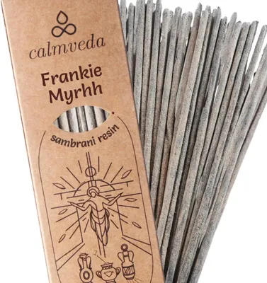 Imagen del producto de Varillas de incienso, mirra y olíbano, 24 unidades, varillas gruesas para la meditación