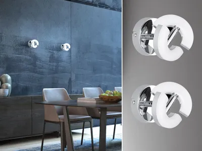 Produktbild von 2 LED Wandleuchten Wandspots drehbar Chrom Acrylglas Wohnzimmerlampen Flurlampen