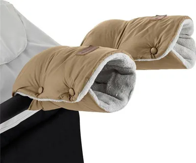 Produktbild von Braune wasserdichte Kinderwagenhandschuhe aus Polyester-Fleece, waschbar, mit Knopfverschluss