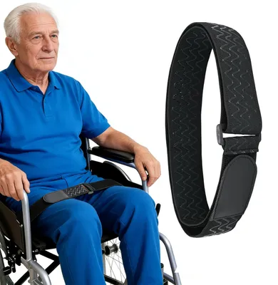 Imagen del producto de Correa de soporte para las piernas en silla de ruedas - Correa para los muslos - Antideslizante - Ajustable - Negra - Estilo 1 - Mantiene las piernas juntas - Banda para las piernas