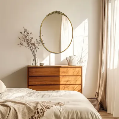 Produktbild von ARTLOGE Wandspiegel 60x80x5 cm, Oval, Goldfarben, Barock-Retro-Stil. Mit HD-Glas, Harzrosen & MDF-Rückwand. Ideal für Bad, Flur, Schlafzimmer, Wohnzimmer oder als Schminkspiegel.