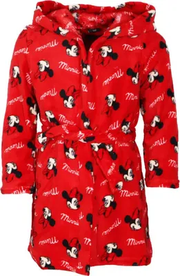 Produktbild von Disney Minnie Maus Kinder Mädchen Fleece Bademantel mit Kapuze – Rot / 122/128