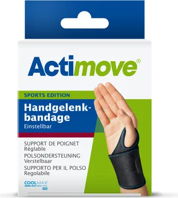 Produktbild von Actimove SPORTS EDITION einstellbare Handgelenkbandage - zur Stabilisierung des Handgelenks - für den Sport - Schwarz, Universalgröße