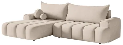 Produktbild von Selsey DANDELINO - Ecksofa mit Schlaffunktion, Stauraum und Samtbezug, graubeige, links
