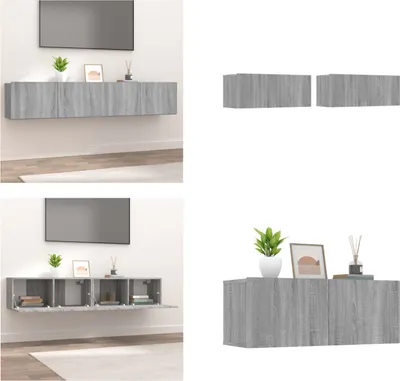 Produktbild von vidaXL TV Schränke 2 Stk. Grau Sonoma 80x30x30 cm Holzwerkstoff - TV-Schrank - TV-Schränke - TV-Möbel - TV-Ständer