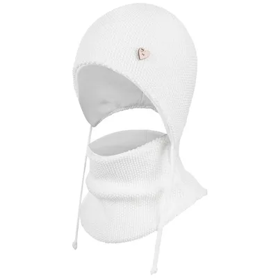 Produktbild von Baby Mädchen Wintermütze Strickmütze Bindemütze mit Baumwolle gefüttert, Creme-SET, Gr. 44