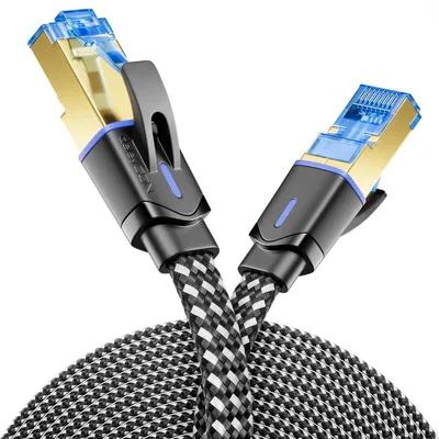 Produktbild von deleyCON 0,25m CAT 8 Flach Netzwerkkabel Nylon RJ45 40 Gbit/s - Schwarz
