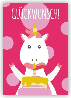Produktbild von Traumhafte Einhorn Geburtstagskarte, rosa: Glückwunsch!