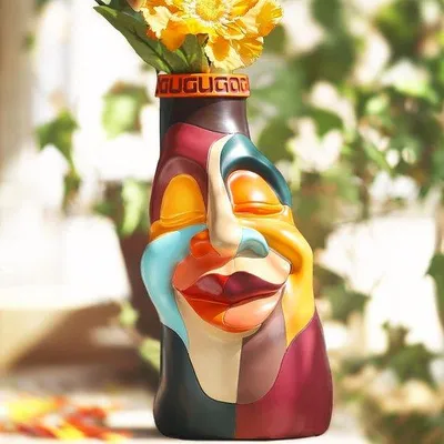 Produktbild von Famanu Blumentopf Graffiti Gesicht - Ø 14 cm, mit Abflussloch, für moderne Dekoration